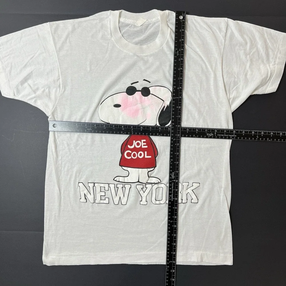 Vintage Joe Cool New York‎ Tshirt Single Stitch Size M White Puff Print Snoopy